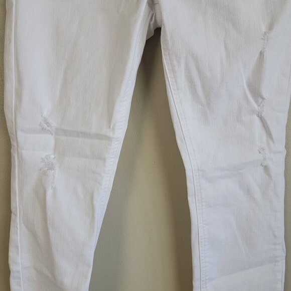 Pistola Skinny Distressed White Mid Rise Jegging Ankle Crop Stretch Jeans 26 - Picture 8 of 16